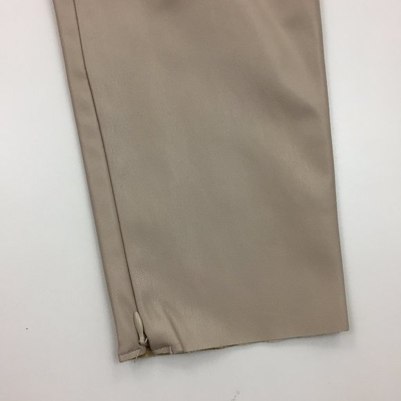 NWT ZARA Taupe VeganFaux Leather High Rise Waist Zip Ankle Hem Leggings Pants - Picture 6 of 13
